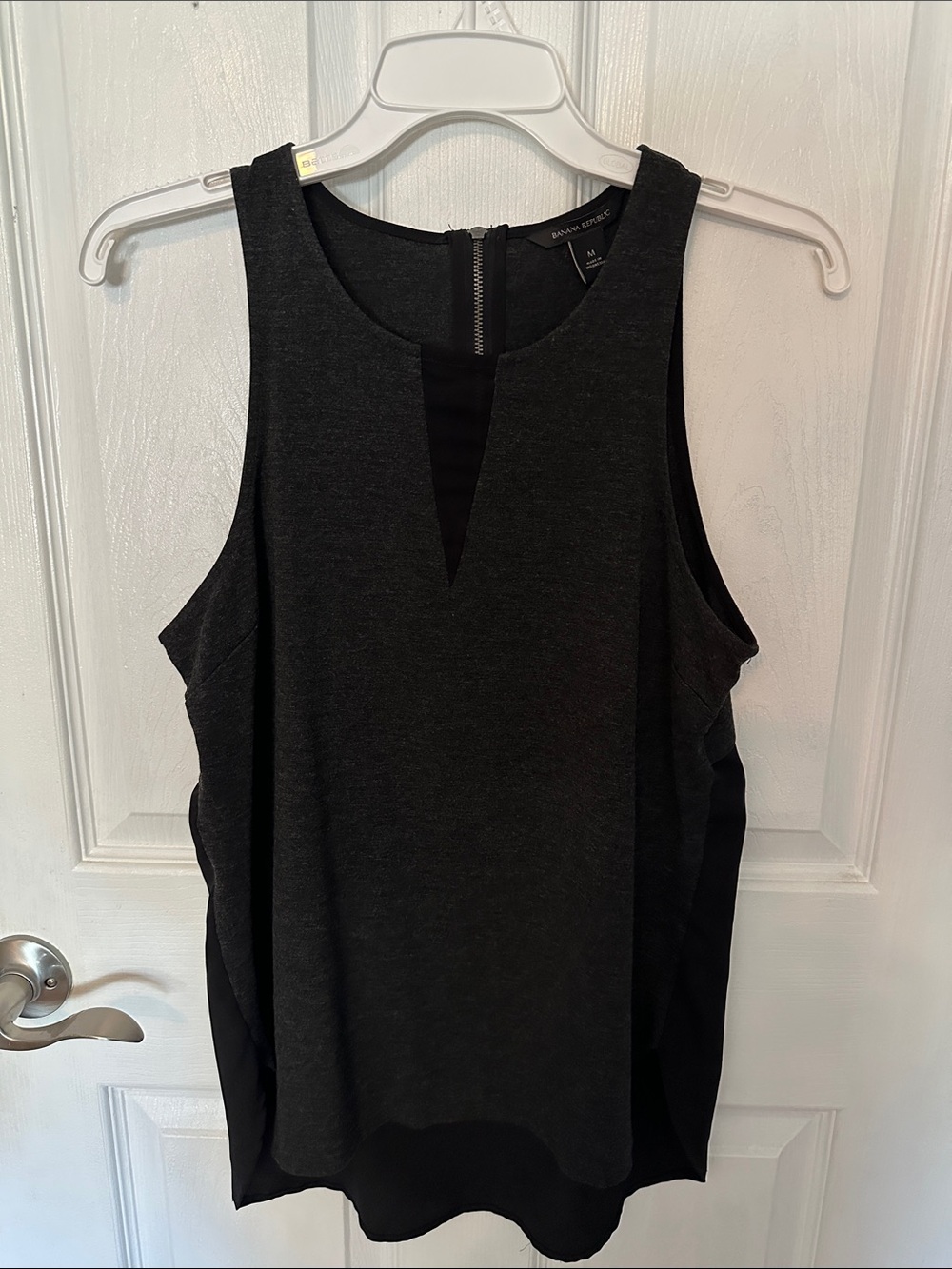 Banana Republic Dark Charcoal Grey V-Notch Sleeveless Tank